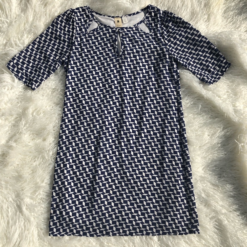 Blue and White Patterned Dress